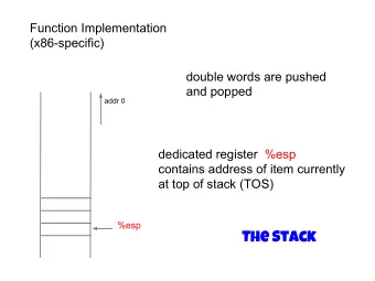 The Stack pushl *  does  %esp &lt;- %esp - 4  movl  *, (%esp) popl *  movl  (%esp), *  does  %esp