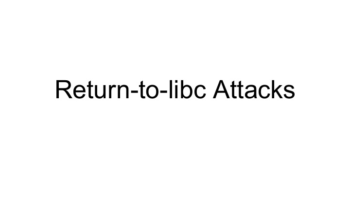 return to libc attacks