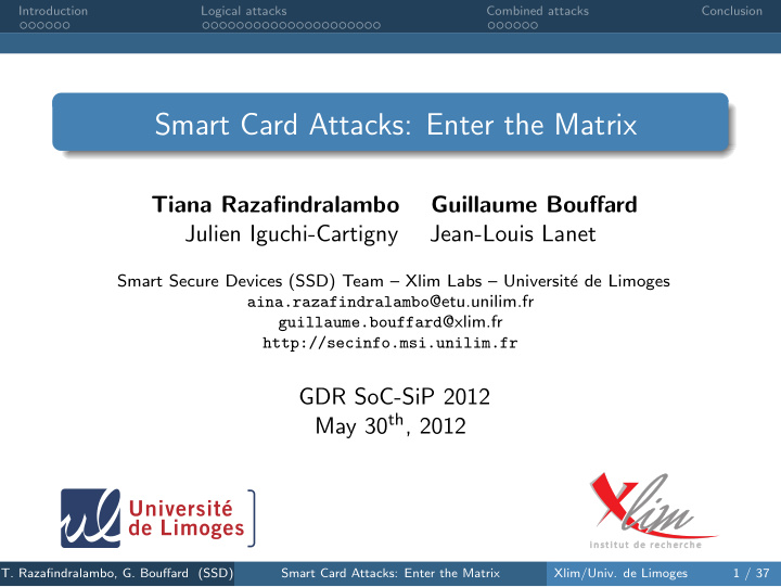smart card attacks enter the matrix