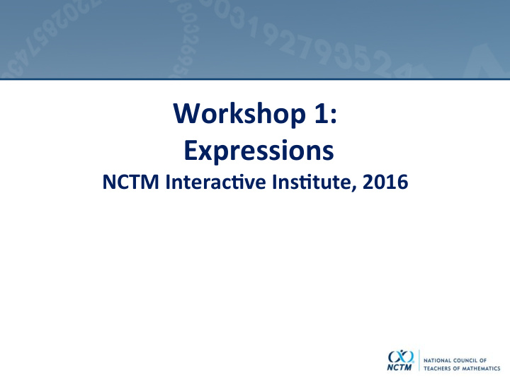 workshop 1 expressions