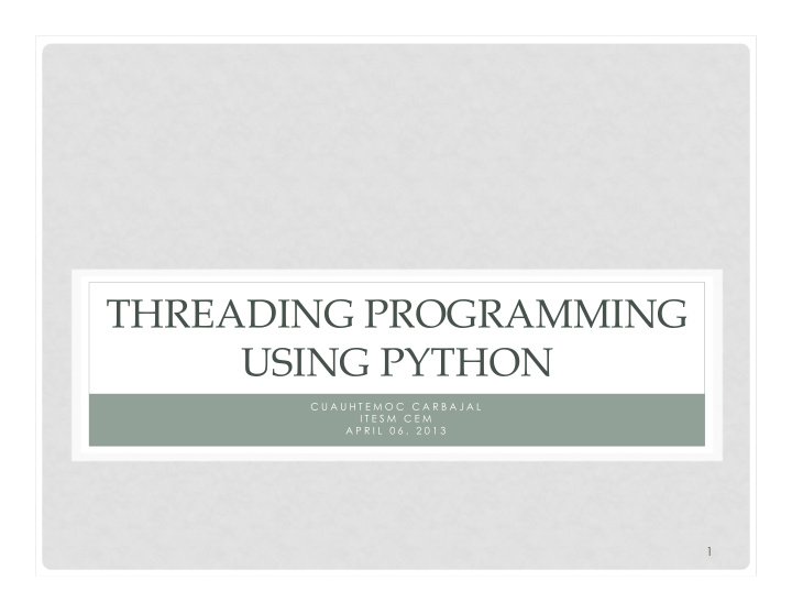 threading programming using python
