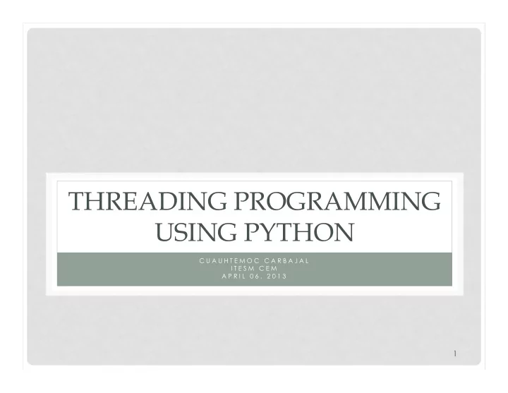 threading programming using python