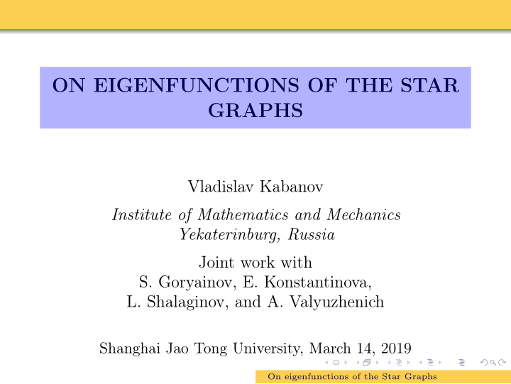 on eigenfunctions of the star graphs