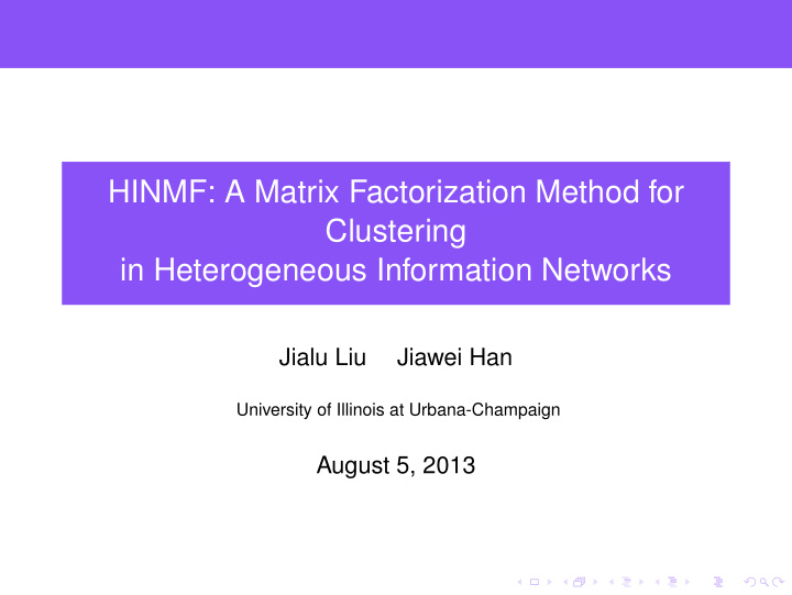 hinmf a matrix factorization method for clustering in