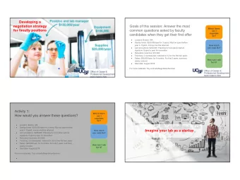 Developing a  negotiation strategy  Goals of this session: Answer the most  Which items  for