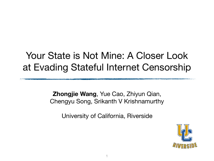 your state is not mine a closer look at evading stateful