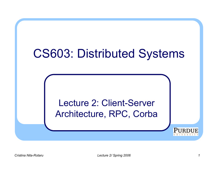 cs603 distributed systems