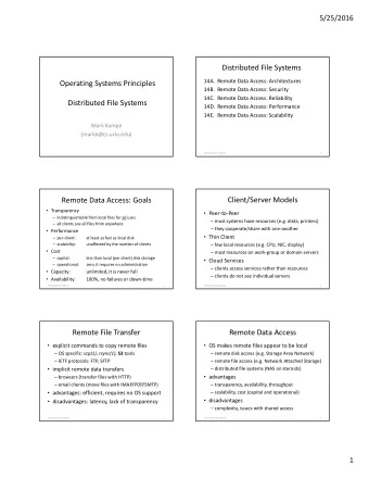 Distributed File Systems  14A. Remote Data Access: Architectures  Operating Systems Principles