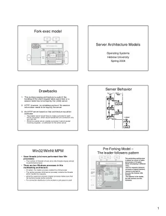 Fork-exec model  Server Architecture Models  Operating Systems  Hebrew University  Spring 2004