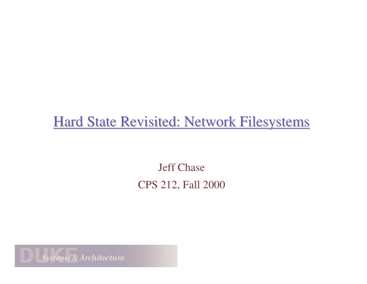 hard state revisited network filesystems hard state