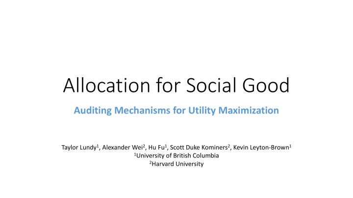 allocation for social good