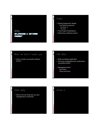 Today  Writing Assignment Update  Final Reflective Statement  Due March 14  750 words