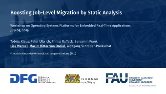 Boosting Job-Level Migration by Static Analysis  Workshop on Operating Systems Platforms for