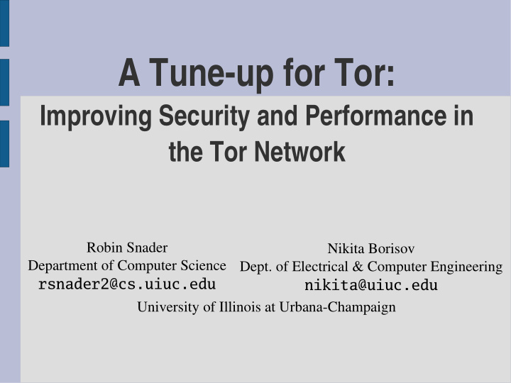 a tune up for tor