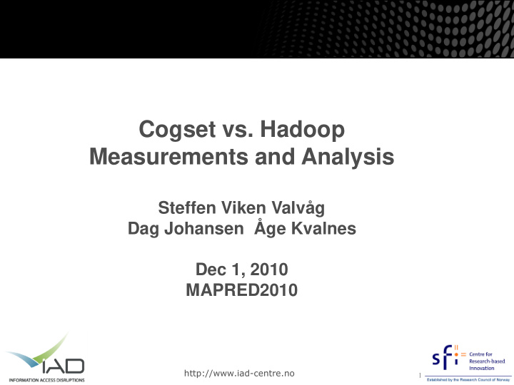 cogset vs hadoop measurements and analysis