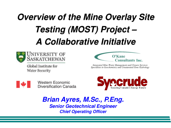 overview of the mine overlay site testing most project a