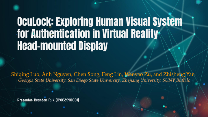 oculock exploring human visual system for authentication
