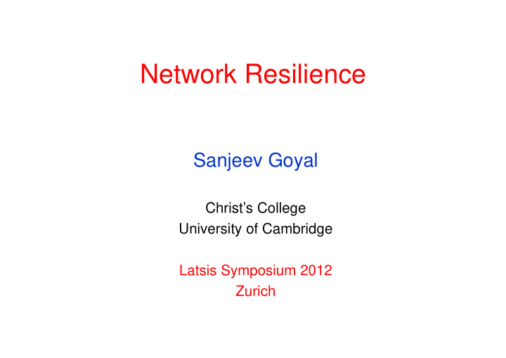 network resilience