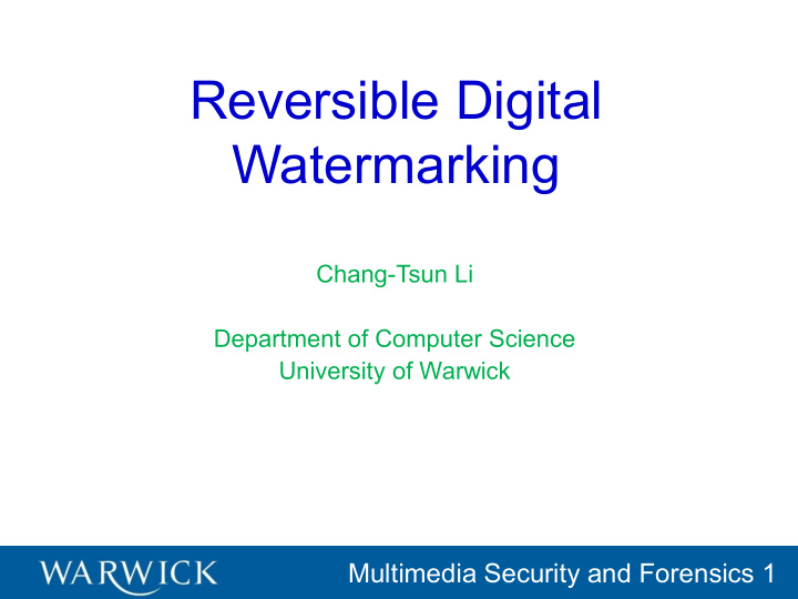 reversible digital watermarking
