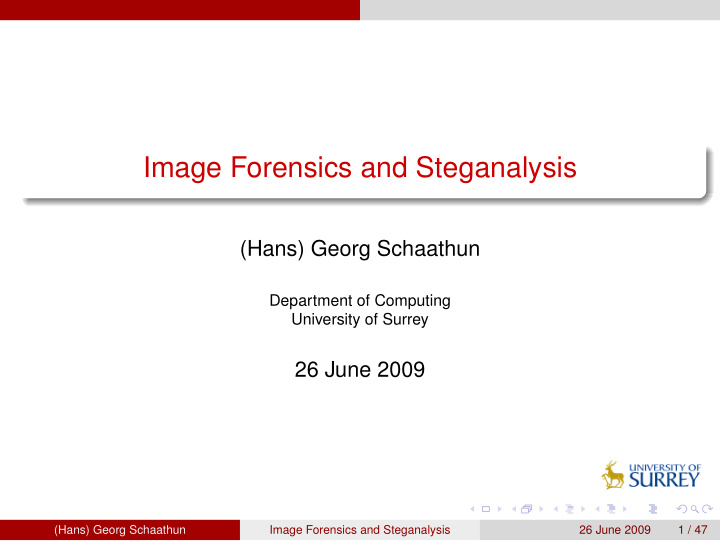 image forensics and steganalysis