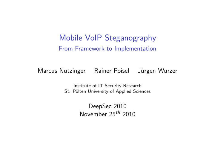 mobile voip steganography