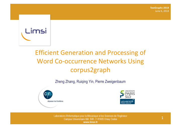 efficient generation and processing of word co occurrence