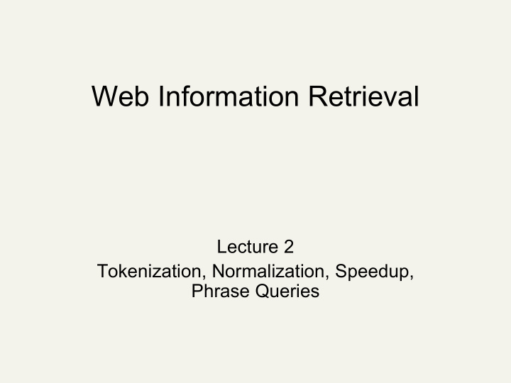 web information retrieval