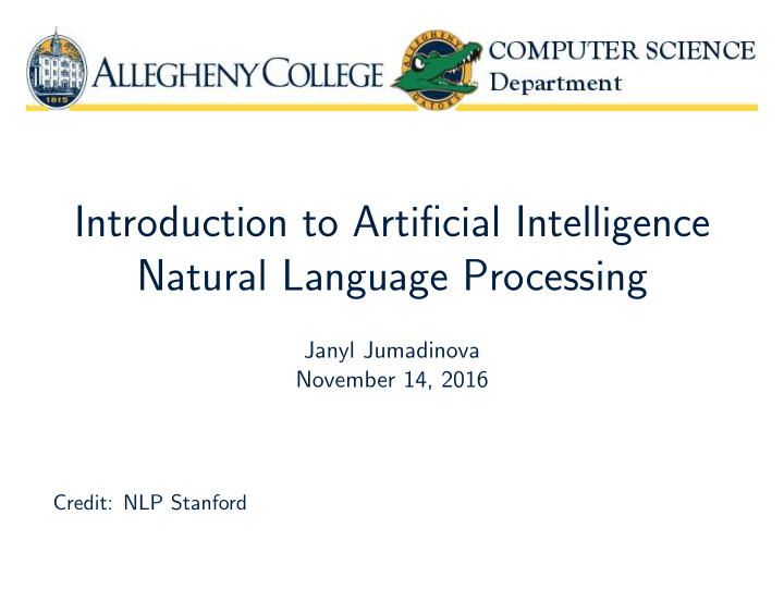 introduction to artificial intelligence natural language