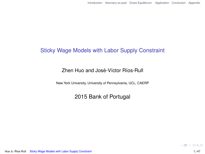 sticky wage models with labor supply constraint