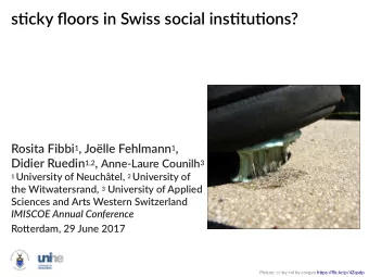 stjcky fmoors in Swiss social instjtutjons? Rosita Fibbi 1 , Jolle Fehlmann 1 , Didier Ruedin 1,2