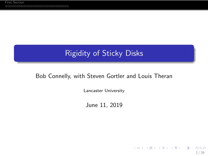 rigidity of sticky disks