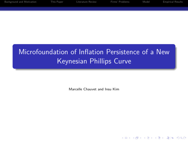 microfoundation of inflation persistence of a new