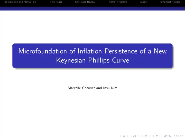 microfoundation of inflation persistence of a new