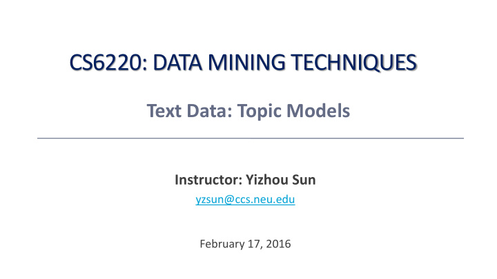 cs6220 data mining techniques