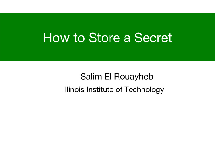 how to store a secret