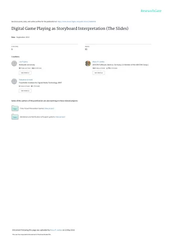 Digital Game Playing as Storyboard Interpretation (The Slides) Data  September 2013  CITATIONS