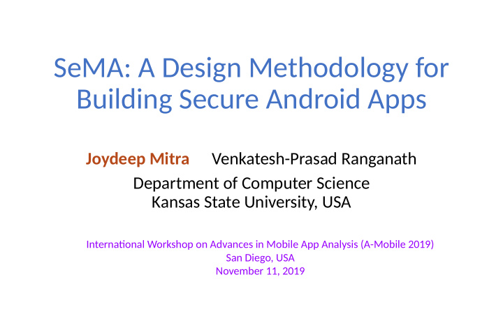 sema a design methodology for building secure android apps