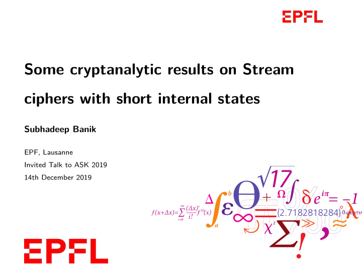 some cryptanalytic results on stream ciphers with short