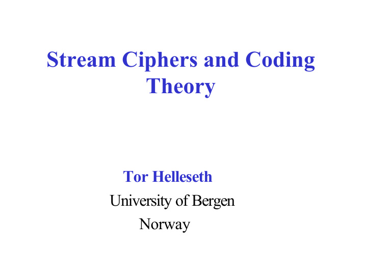 stream ciphers and coding theory