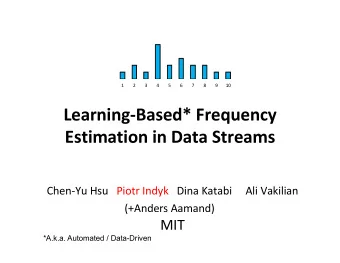 Learning-Based* Frequency  Estimation in Data Streams  Chen-Yu Hsu   Piotr Indyk Dina Katabi  Ali