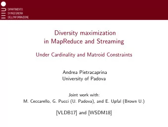Diversity maximization  in MapReduce and Streaming  Under Cardinality and Matroid Constraints