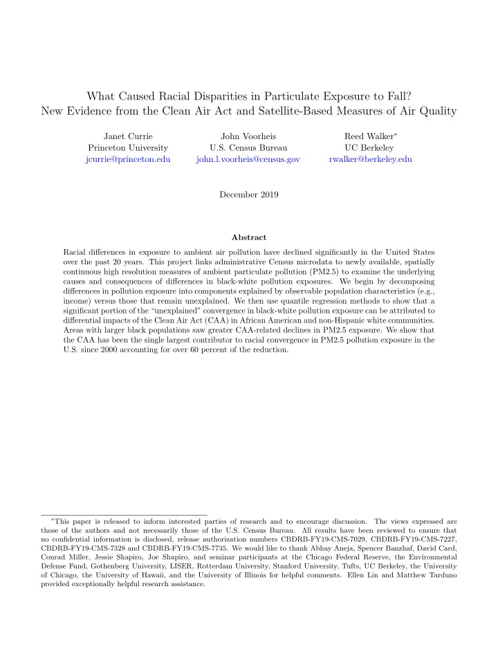 what caused racial disparities in particulate exposure to
