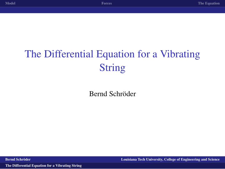 the differential equation for a vibrating string