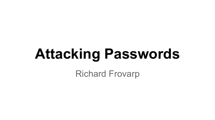 attacking passwords