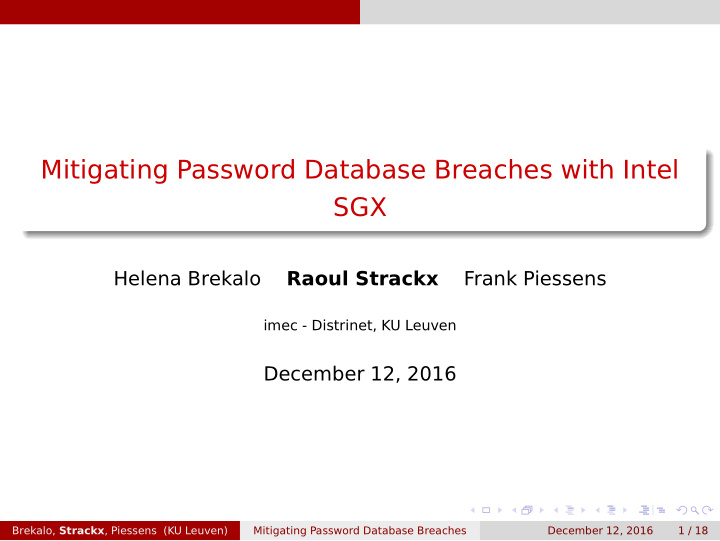 mitigating password database breaches with intel sgx
