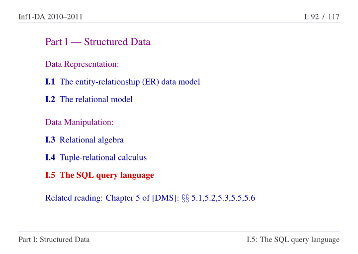 part i structured data