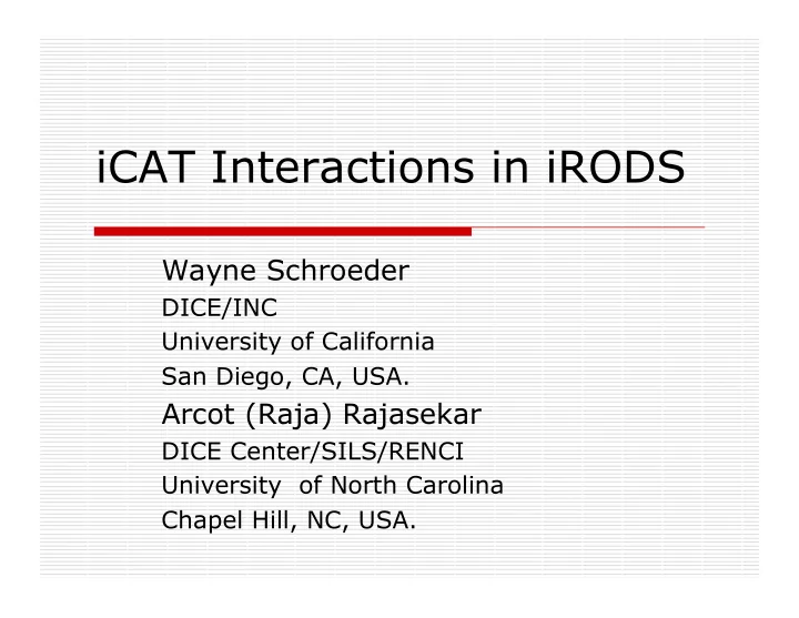 icat interactions in irods