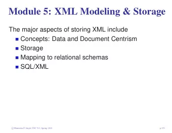 Module 5: XML Modeling &amp; Storage  The major aspects of storing XML include  Concepts: Data and