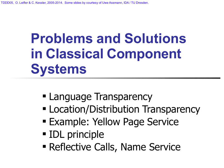 problems and solutions in classical component systems