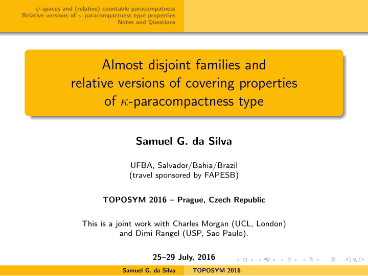almost disjoint families and relative versions of